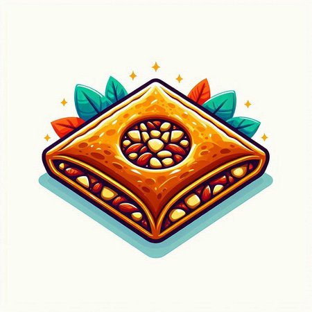 Baklava is a traditional Turkish dessert. Vector illustration.のイラスト素材