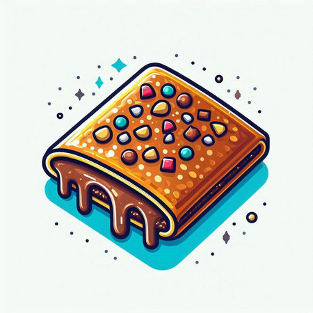 Vector illustration of a stack of pancakes with chocolate and sprinkles.のイラスト素材
