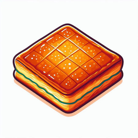 Illustration of a waffle on a white background. Vector illustrationのイラスト素材