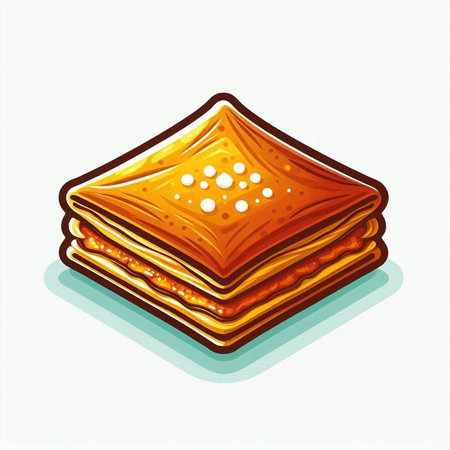 Illustration of a stack of thin pancakes on a white background.のイラスト素材