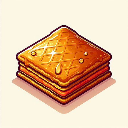 Illustration of a stack of waffles isolated on a white backgroundのイラスト素材