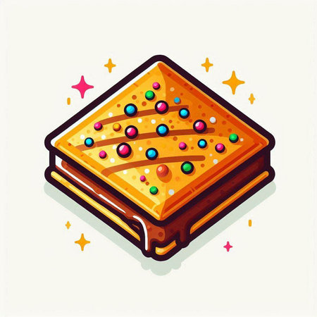 Illustration of a chocolate waffle with sprinkles. Vector illustration.のイラスト素材