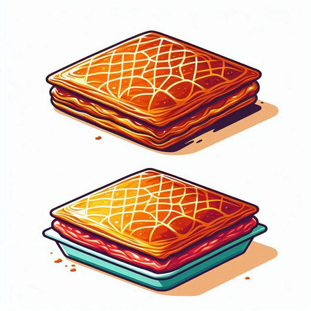 Illustration of a set of waffles on a white background.のイラスト素材