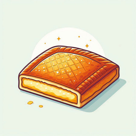 Illustration of a piece of pie with a moon in the backgroundのイラスト素材