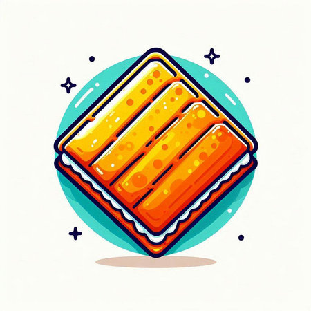 Vector illustration of a stack of square cookies in cartoon style. Isolated on white background.のイラスト素材