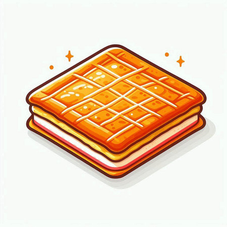 Illustration of a stack of square waffles on a white backgroundのイラスト素材