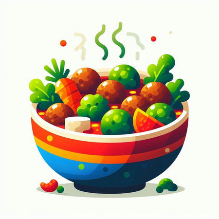 Salad in a bowl. Vector illustration of a bowl with salad.のイラスト素材