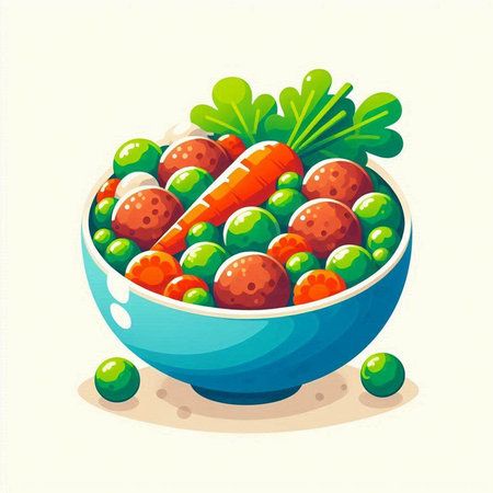 Vegetable salad in a bowl. Vector illustration of a cartoon style.のイラスト素材