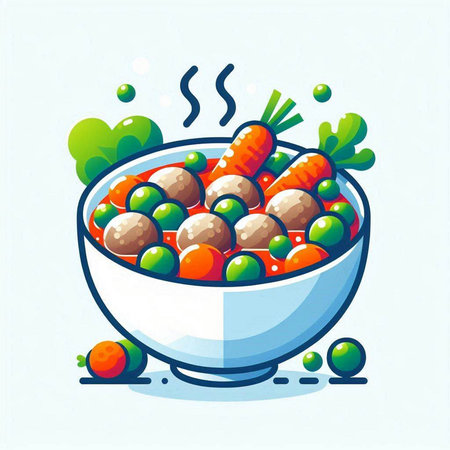 Vegetable salad in a bowl. Vector illustration in cartoon style.のイラスト素材