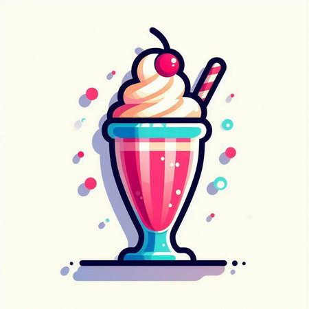 Colorful milkshake icon in flat style. Vector illustration.のイラスト素材