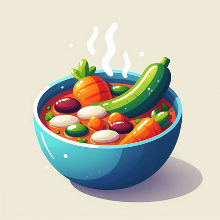 Vegetable soup in a bowl, vector illustration, eps10のイラスト素材