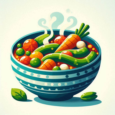 Vegetable salad in a bowl, vector illustration, eps10のイラスト素材