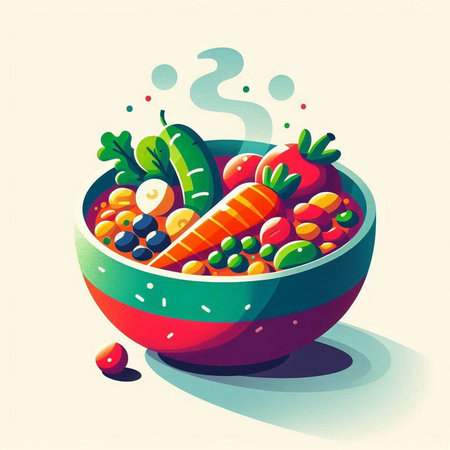 vegetable salad in a bowl, vector illustration, eps10のイラスト素材