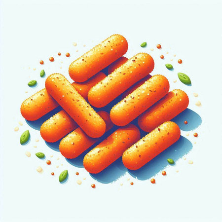 Illustration of a group of sausages on a white backgroundのイラスト素材