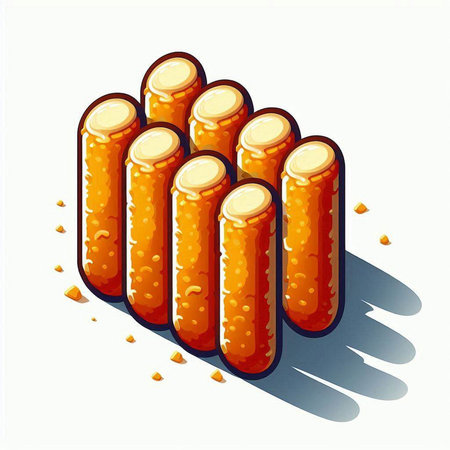Illustration of a group of hot dogs on a white background.のイラスト素材