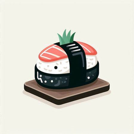 Sushi. Japanese food. Vector illustration in a flat style.のイラスト素材