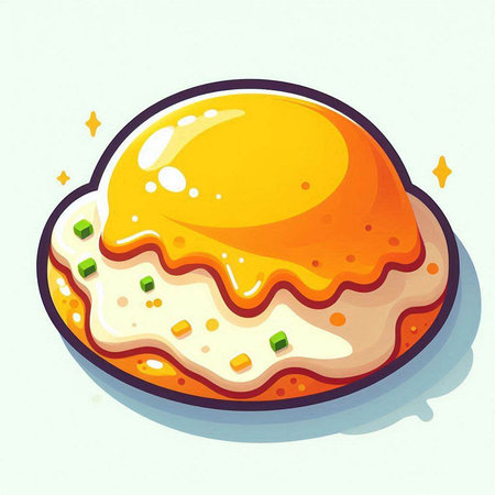 Illustration of a fried egg on a white background. Vector illustration.のイラスト素材