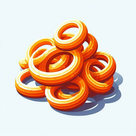3d orange rings on a light blue background. Vector illustration.のイラスト素材