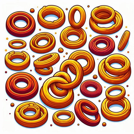 Vector illustration of a set of donuts. Donuts in cartoon style.のイラスト素材