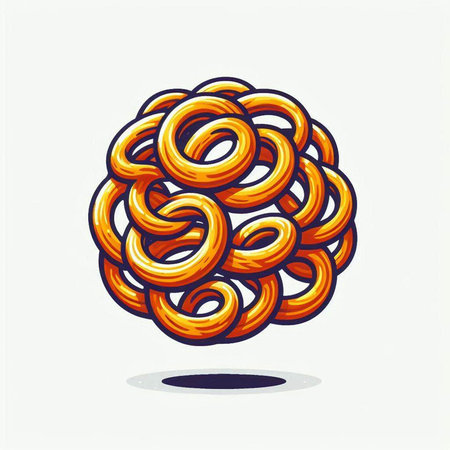 Illustration of a sphere made of doughnuts. Vector illustration.のイラスト素材