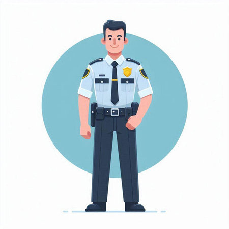 Policeman in a flat style. Police officer. Vector illustration.のイラスト素材