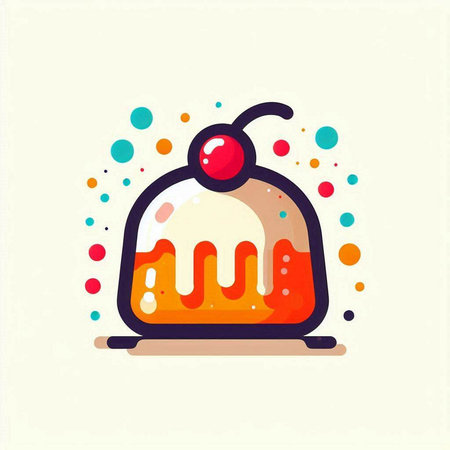 Cake icon. Vector illustration of a sweet dessert in a flat style.のイラスト素材