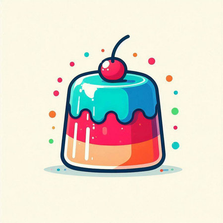 Cake vector illustration in cartoon style. Colorful sweet dessert.のイラスト素材