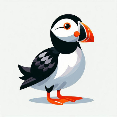 Puffin isolated on a white background. Vector illustration in cartoon style.のイラスト素材