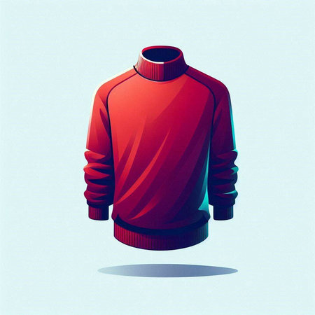 Red sweater isolated on a blue background. Vector illustration. Eps 10.のイラスト素材