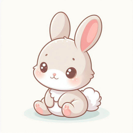 Cute cartoon bunny. Vector illustration isolated on a white background.のイラスト素材