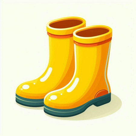 Rubber boots. Vector illustration. Isolated on white background.のイラスト素材