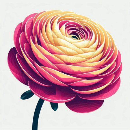Ranunculus flower. Hand drawn vector illustration for your designのイラスト素材