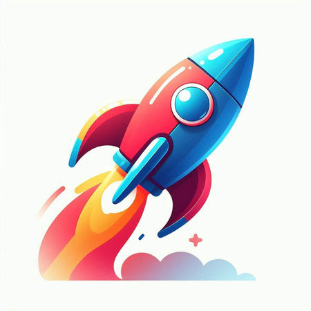 Rocket launch vector illustration. Start up business concept. Isolated on white background.のイラスト素材