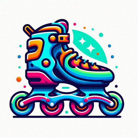 Roller skates colorful icon. Vector illustration of roller skates.のイラスト素材