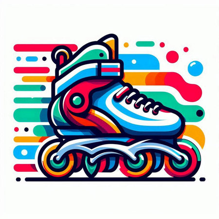 Roller skates vector icon, colorful illustration isolated on white background.のイラスト素材