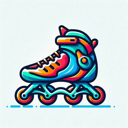 Colorful roller skates on a white background. Vector illustration.のイラスト素材