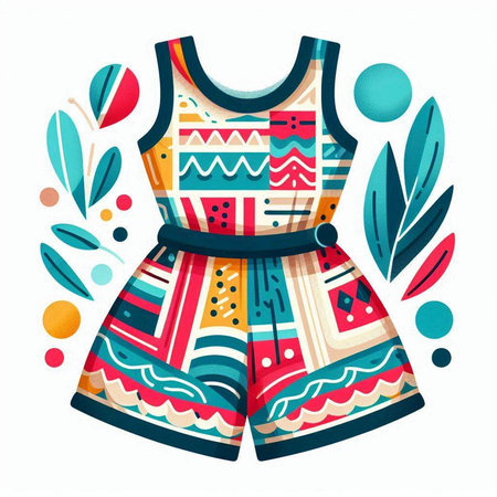 Women's dress with geometric pattern. Vector illustration for your design.のイラスト素材