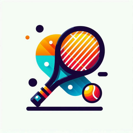 Tennis racket and ball vector logo design. Tennis racket icon.のイラスト素材