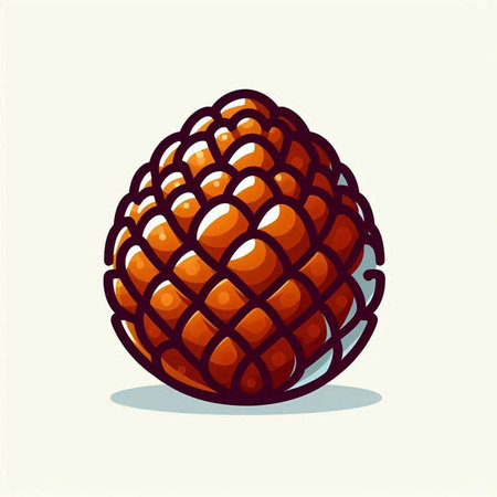 Pine cone isolated on white background. Vector illustration in cartoon style.のイラスト素材