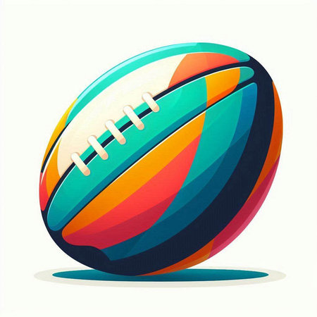 Colorful rugby ball isolated on a white background. Vector illustration.のイラスト素材