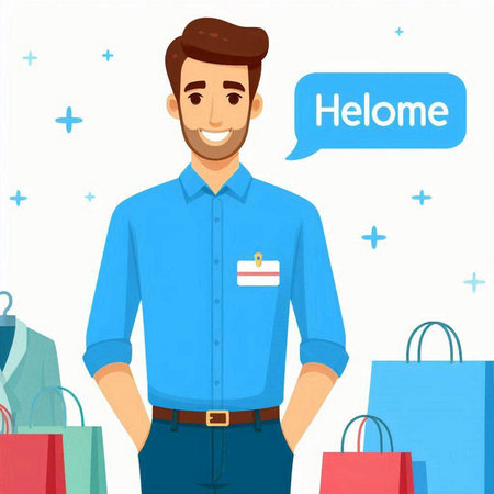 Handsome man with shopping bags. Vector illustration in cartoon styleのイラスト素材