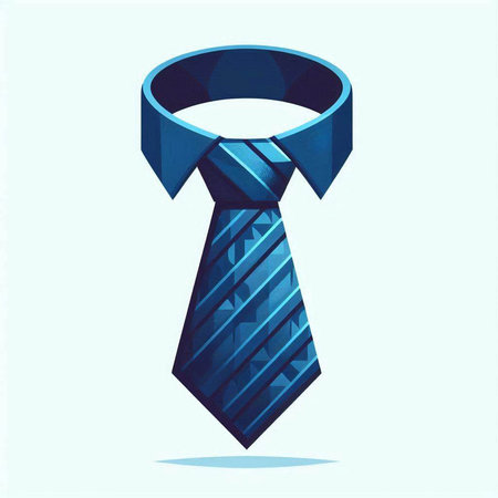 Vector illustration of a blue necktie on a light blue background.のイラスト素材