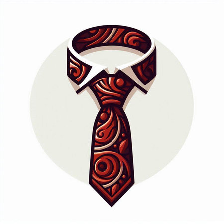 Illustration of necktie with ornate pattern on white background.のイラスト素材