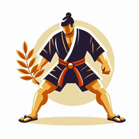 Karate man in kimono with laurel wreath vector illustrationのイラスト素材