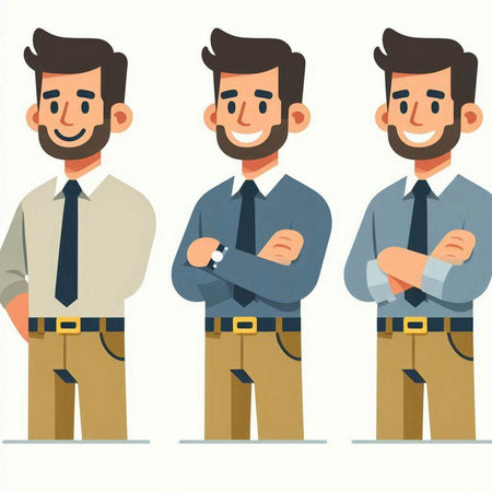 Businessman character vector design. Businessman in different poses and gestures.のイラスト素材