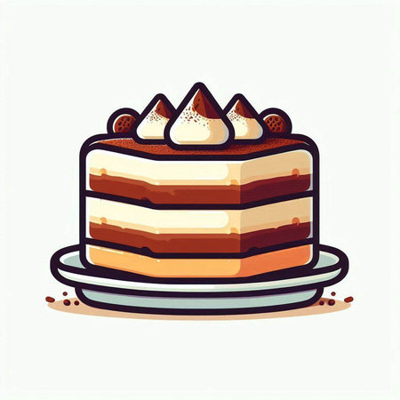 Illustration of a piece of cake on a plate, vector illustrationのイラスト素材