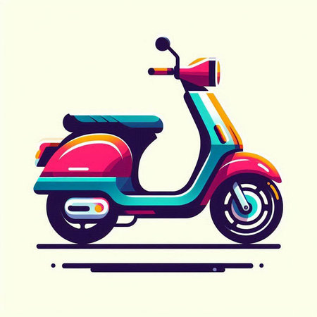 Vintage scooter vector illustration. Retro style scooter icon.のイラスト素材