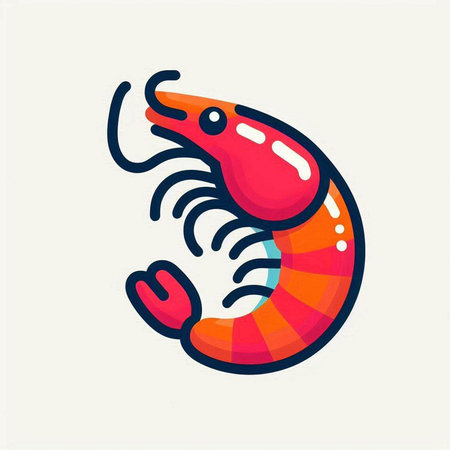 Shrimp icon. Seafood logo. Seafood logo. Vector illustration.のイラスト素材