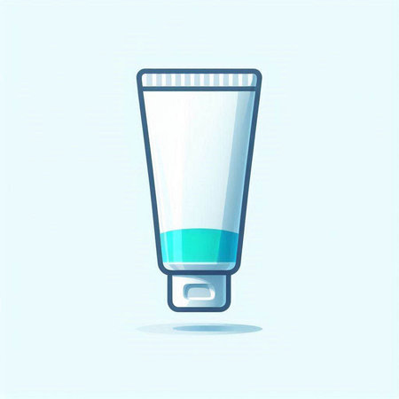 Vector illustration of a tube of cream on a light blue background.のイラスト素材