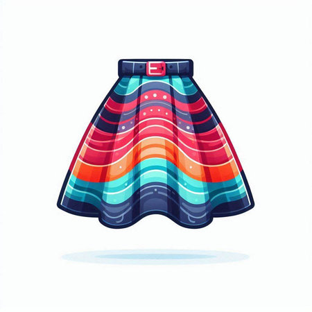Illustration of a skirt with a pattern of multicolored stripesのイラスト素材